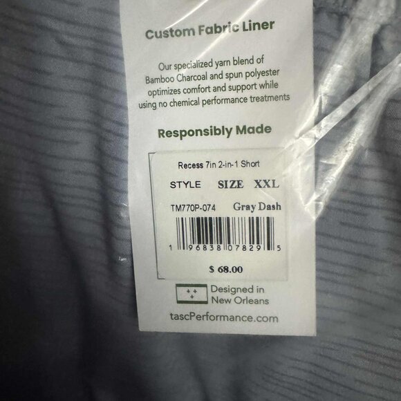 Tasc Performance Recess 7in 2-in-1 Shorts $68 in Light Gray Dash - Picture 7 of 8